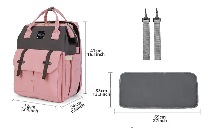 Sac à langer avec matelas intégré et accessoires