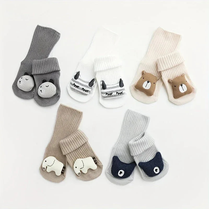Chaussettes pour bébé avec pompom animaux - Mum&Choupinou