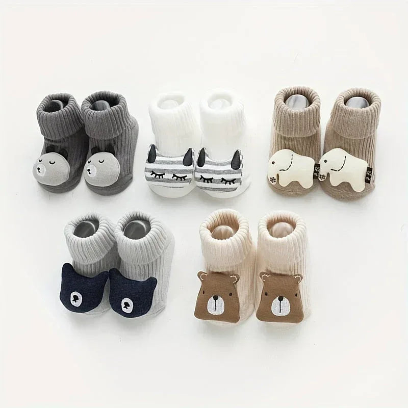 Chaussettes pour bébé avec pompom animaux - Mum&Choupinou