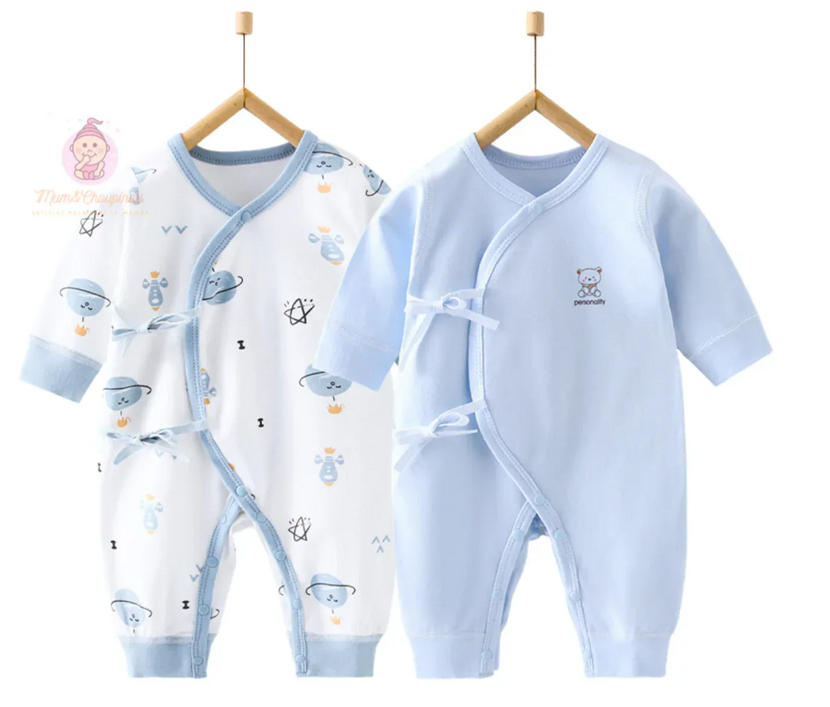 Lot de 2 grenouillères bébé croisés - Mum&Choupinou