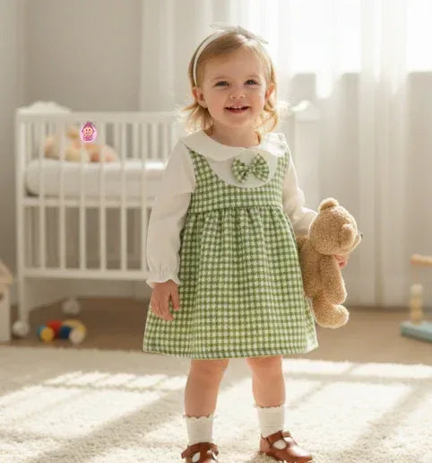 Robe bébé fille à carreaux verts - Mum&Choupinou