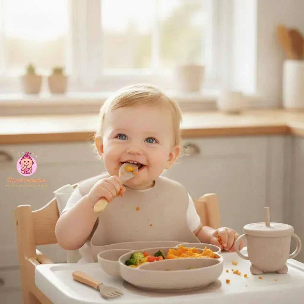 Kit de couverts bébé en silicone alimentaire - Mum&Choupinou