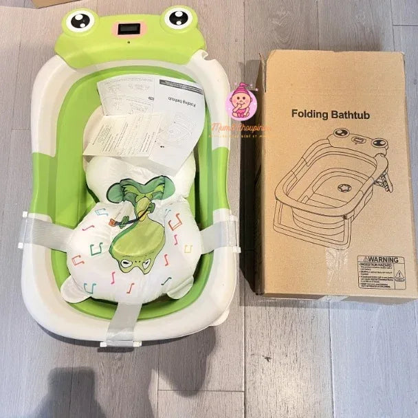 Baignoire bébé pliable Grenouille avec coussin de bain - Mum&Choupinou