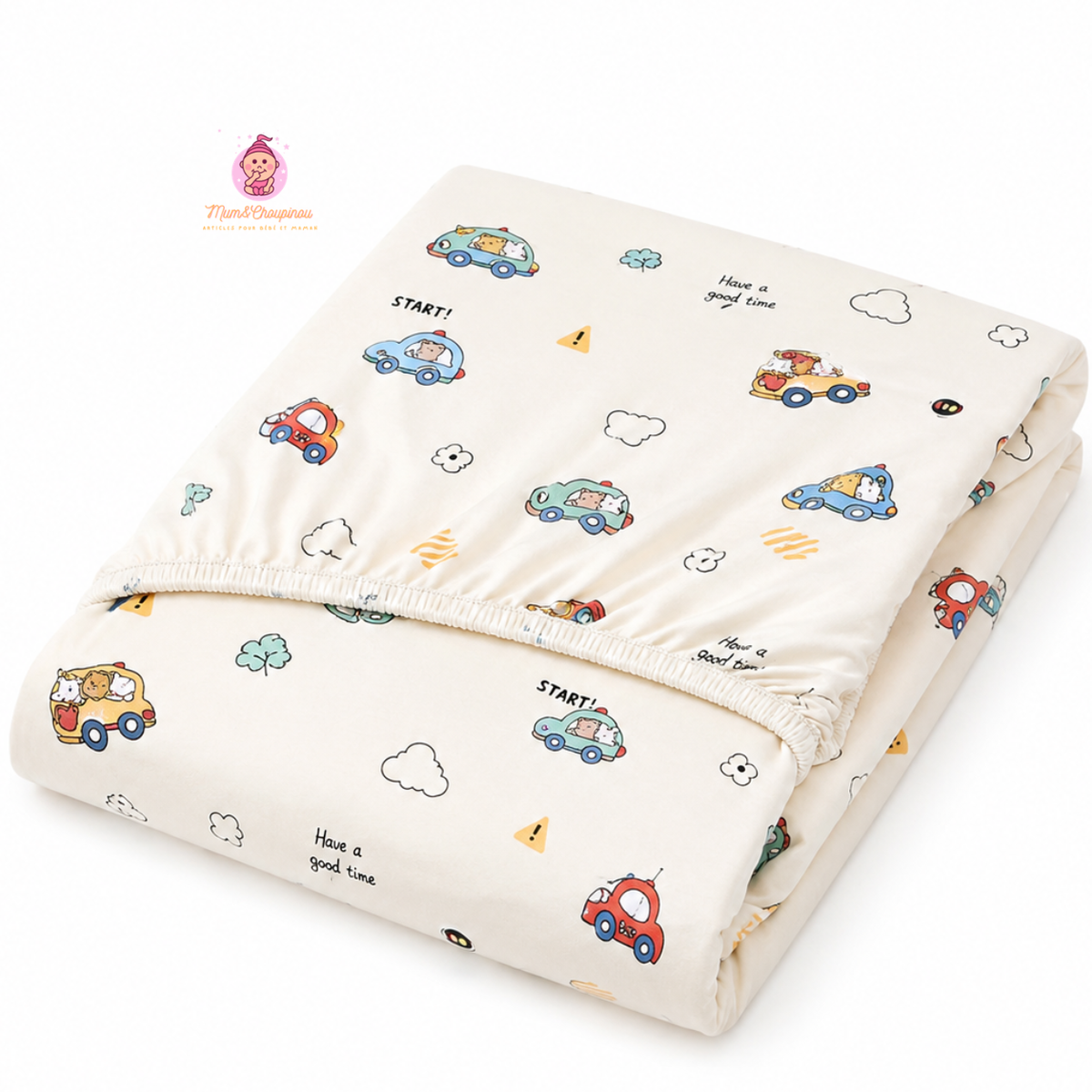 Drap-housse lit bébé en coton imprimé