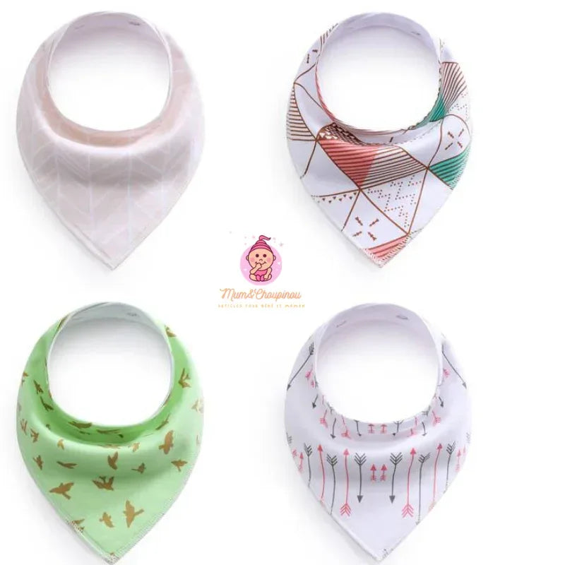 Lot de 4 bavoirs bandana pour bébé - Mum&Choupinou