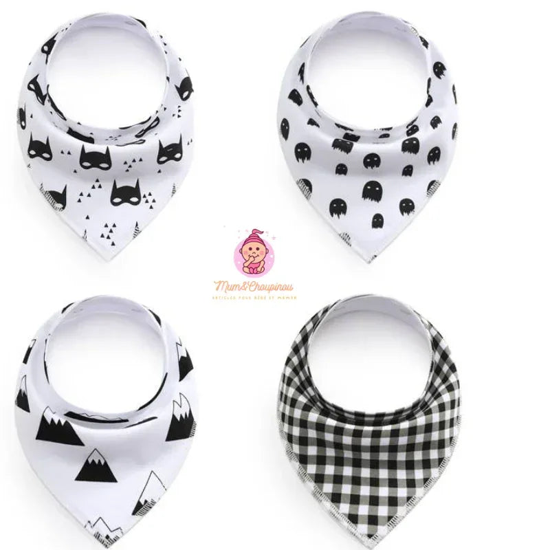 Lot de 4 bavoirs bandana pour bébé - Mum&Choupinou