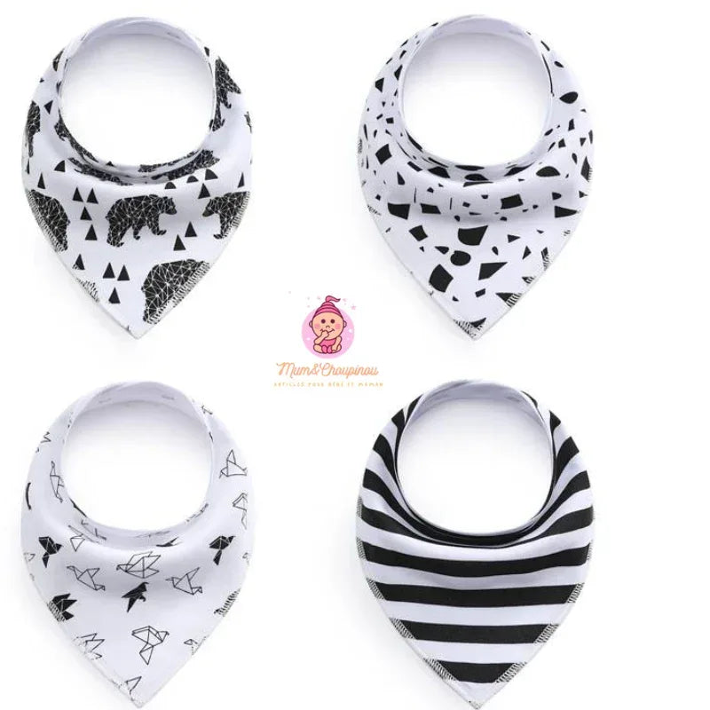 Lot de 4 bavoirs bandana pour bébé - Mum&Choupinou