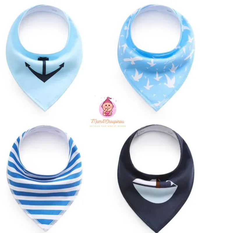 Lot de 4 bavoirs bandana pour bébé - Mum&Choupinou