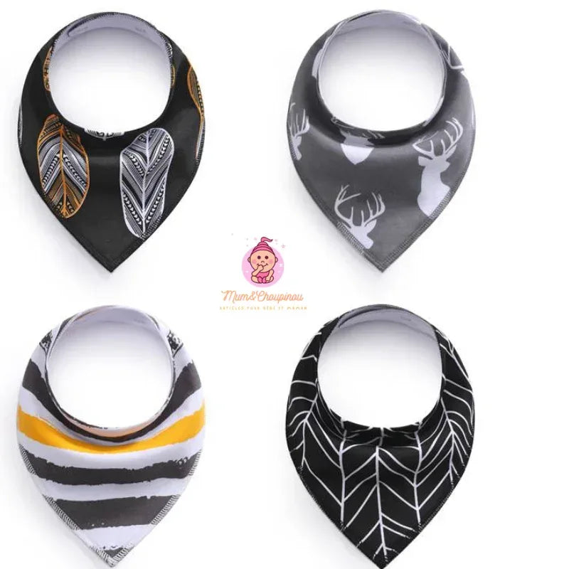 Lot de 4 bavoirs bandana pour bébé - Mum&Choupinou