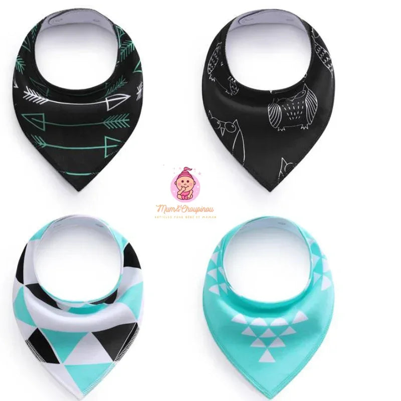Lot de 4 bavoirs bandana pour bébé - Mum&Choupinou