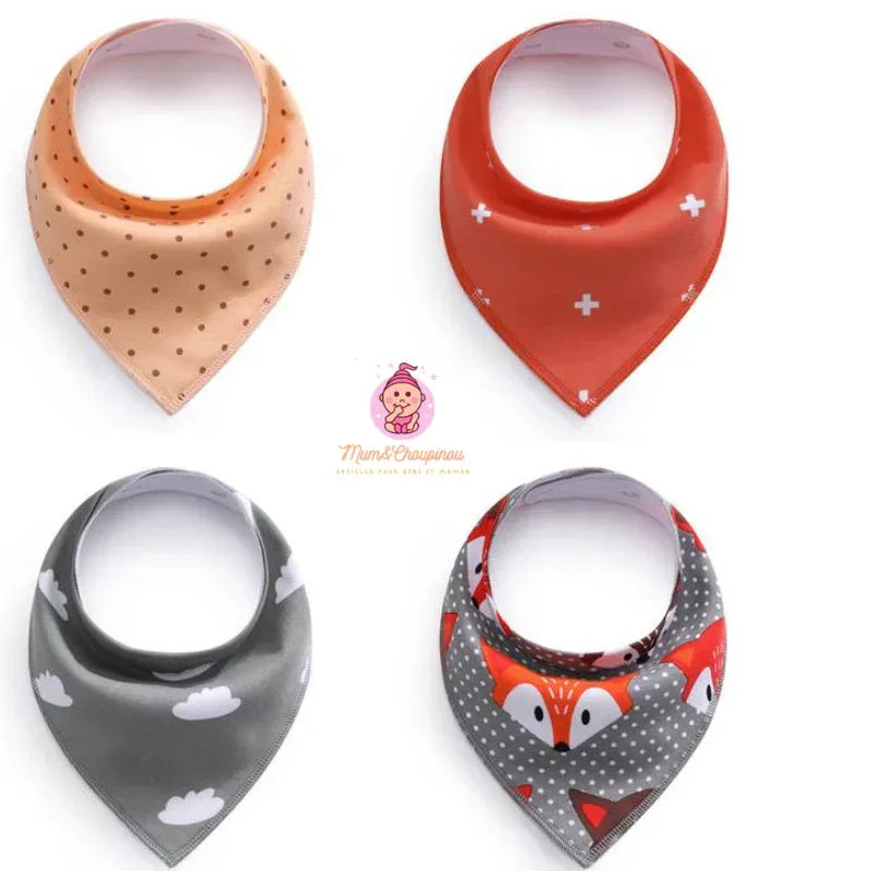 Lot de 4 bavoirs bandana pour bébé - Mum&Choupinou