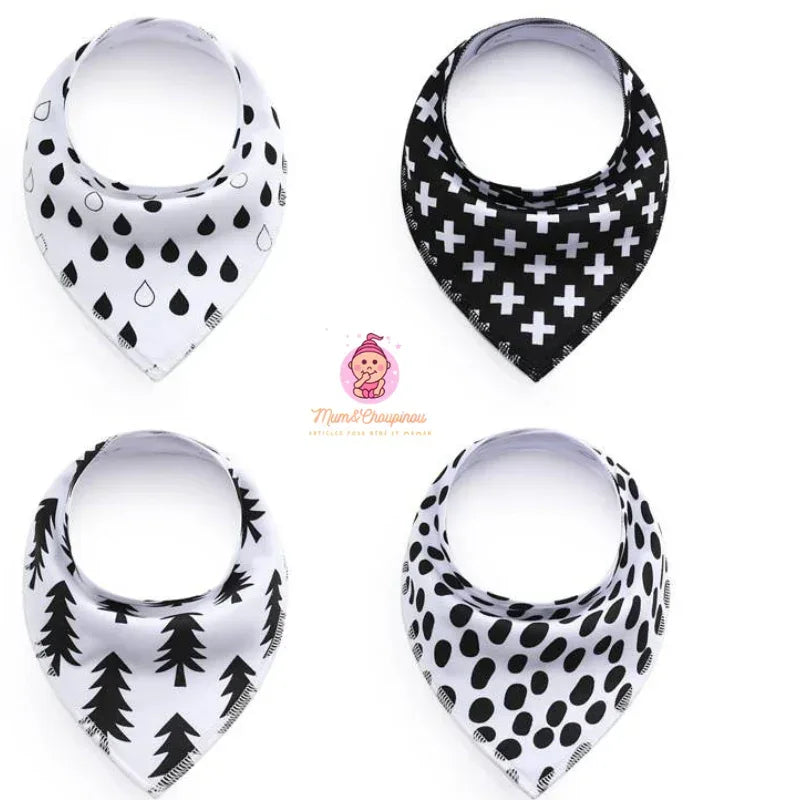 Lot de 4 bavoirs bandana pour bébé - Mum&Choupinou