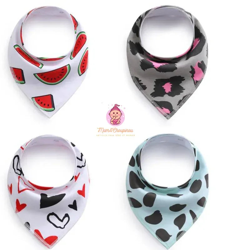 Lot de 4 bavoirs bandana pour bébé - Mum&Choupinou