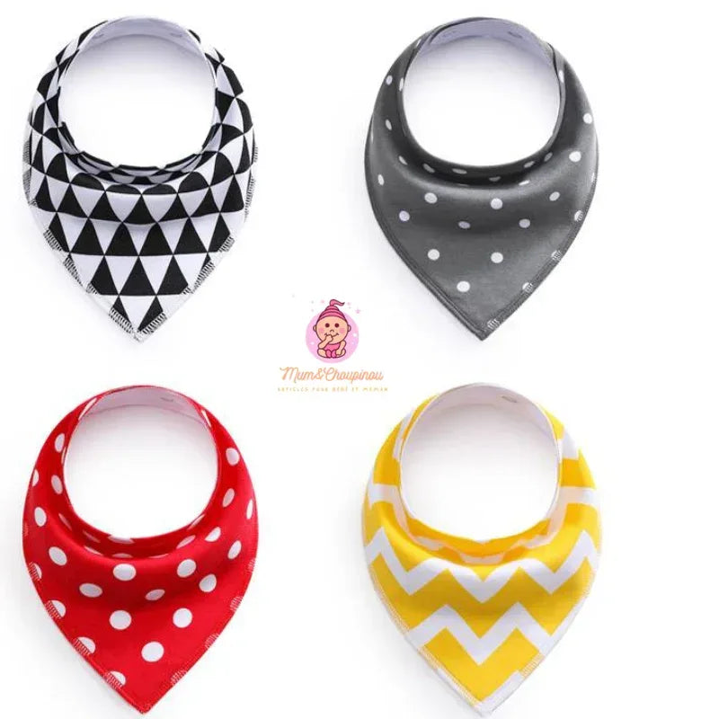 Lot de 4 bavoirs bandana pour bébé - Mum&Choupinou