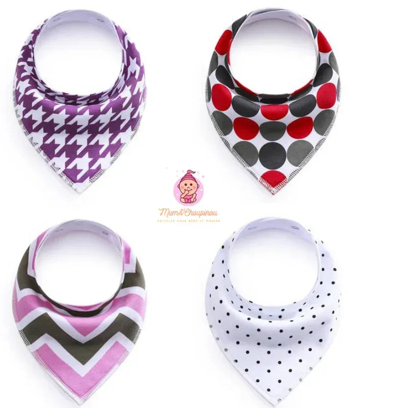 Lot de 4 bavoirs bandana pour bébé - Mum&Choupinou