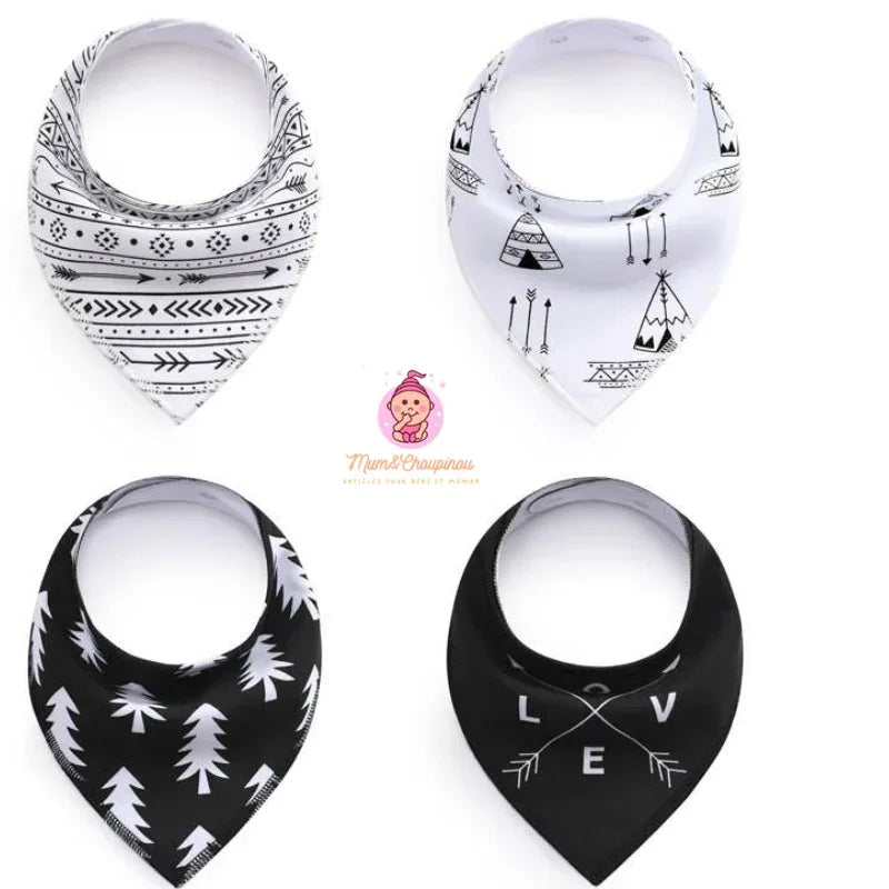 Lot de 4 bavoirs bandana pour bébé - Mum&Choupinou