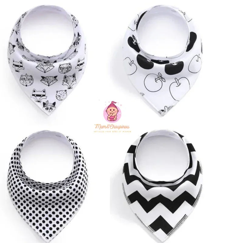 Lot de 4 bavoirs bandana pour bébé - Mum&Choupinou