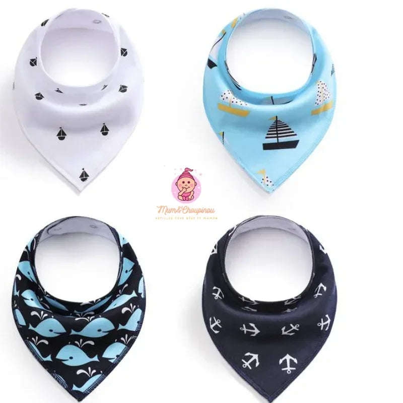 Lot de 4 bavoirs bandana pour bébé - Mum&Choupinou
