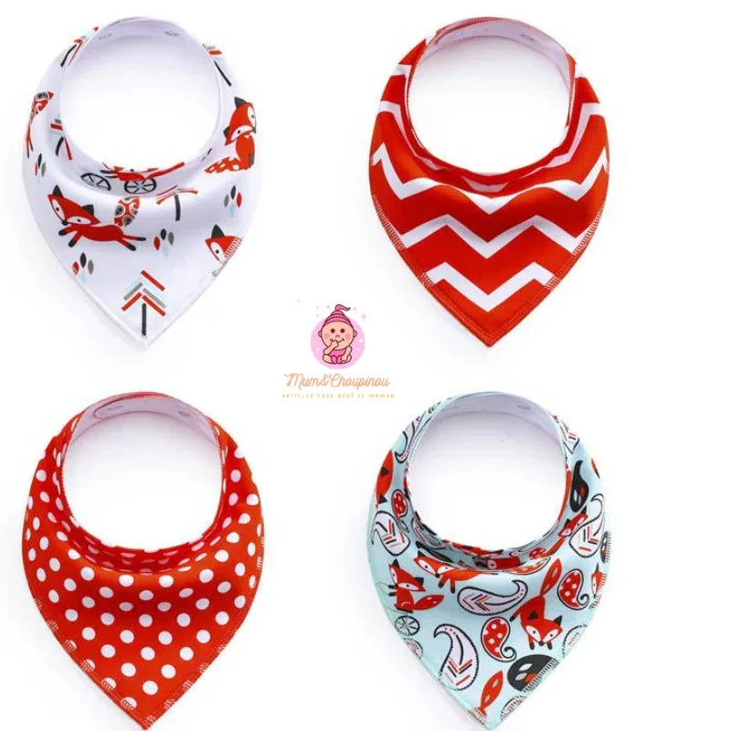 Lot de 4 bavoirs bandana pour bébé - Mum&Choupinou
