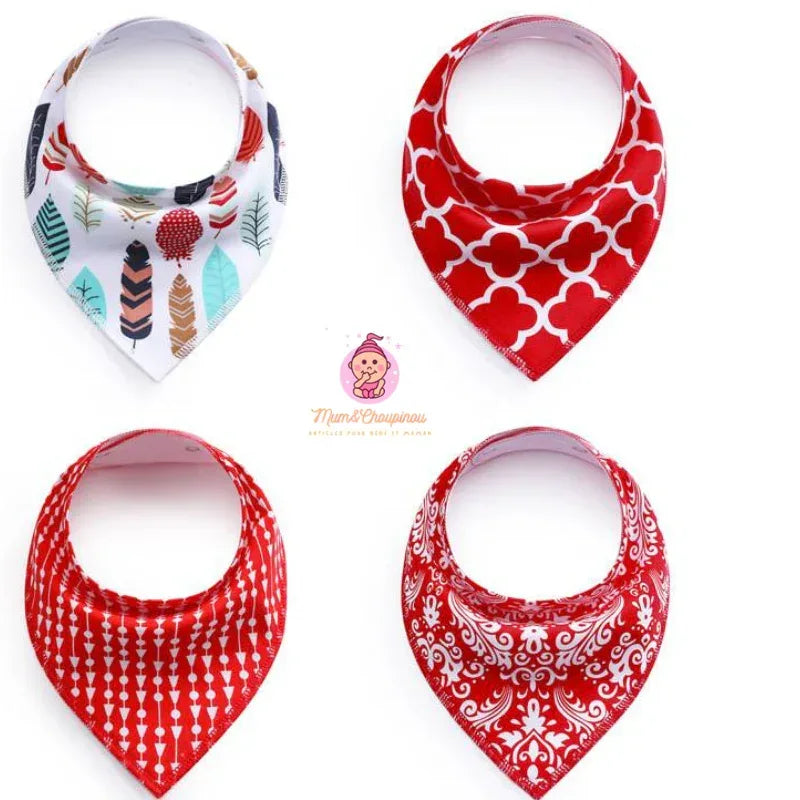 Lot de 4 bavoirs bandana pour bébé - Mum&Choupinou